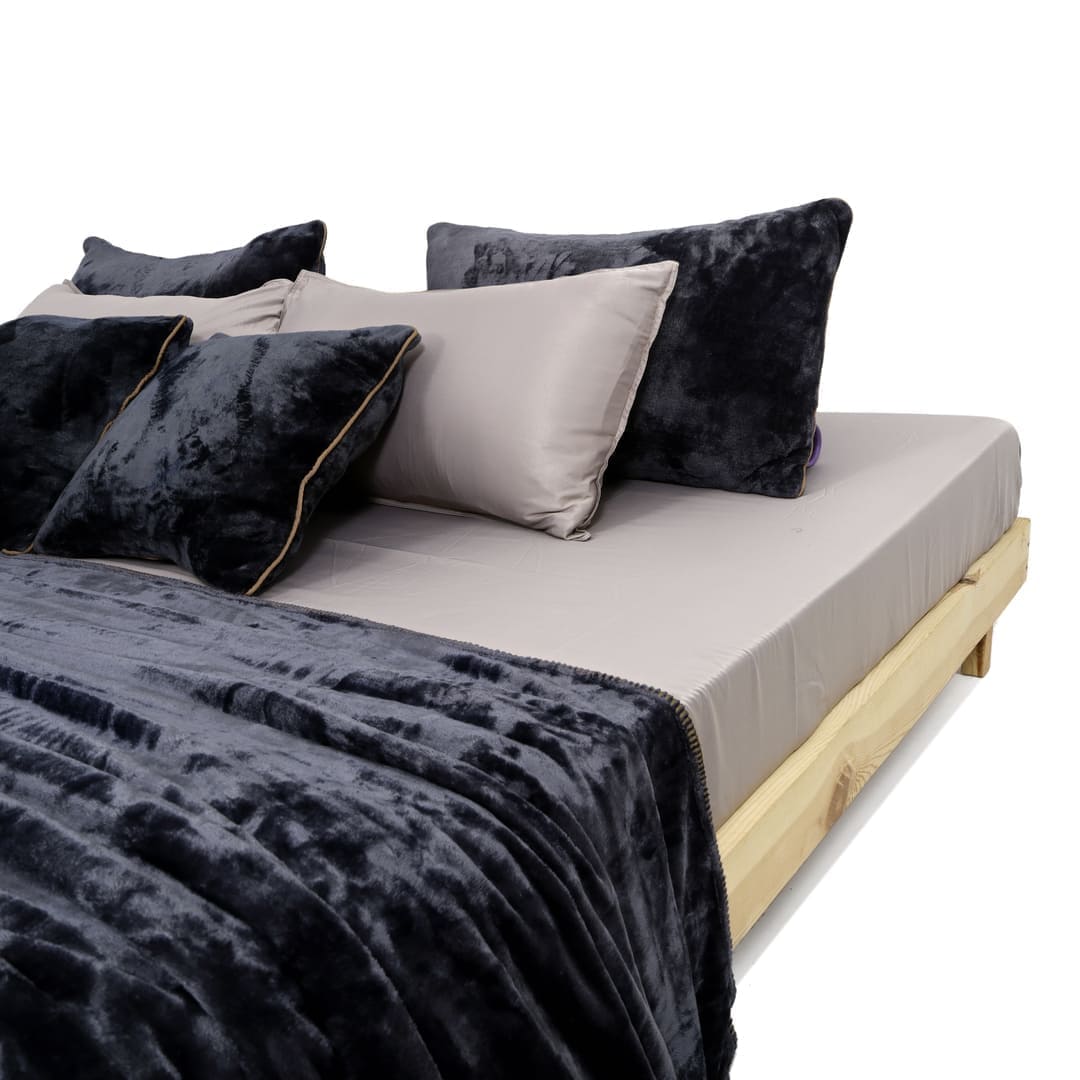 Zarf All-Season Premium AC Blanket With Two Pillow Covers & Two Cushion Covers - Charcoal Grey