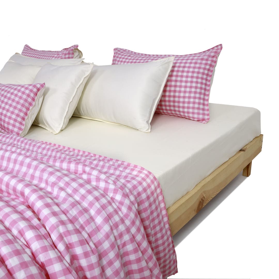 Linen Blend AC Comforter With 2 Pillow Cases and 1 Breakfast Pillow - Poppy