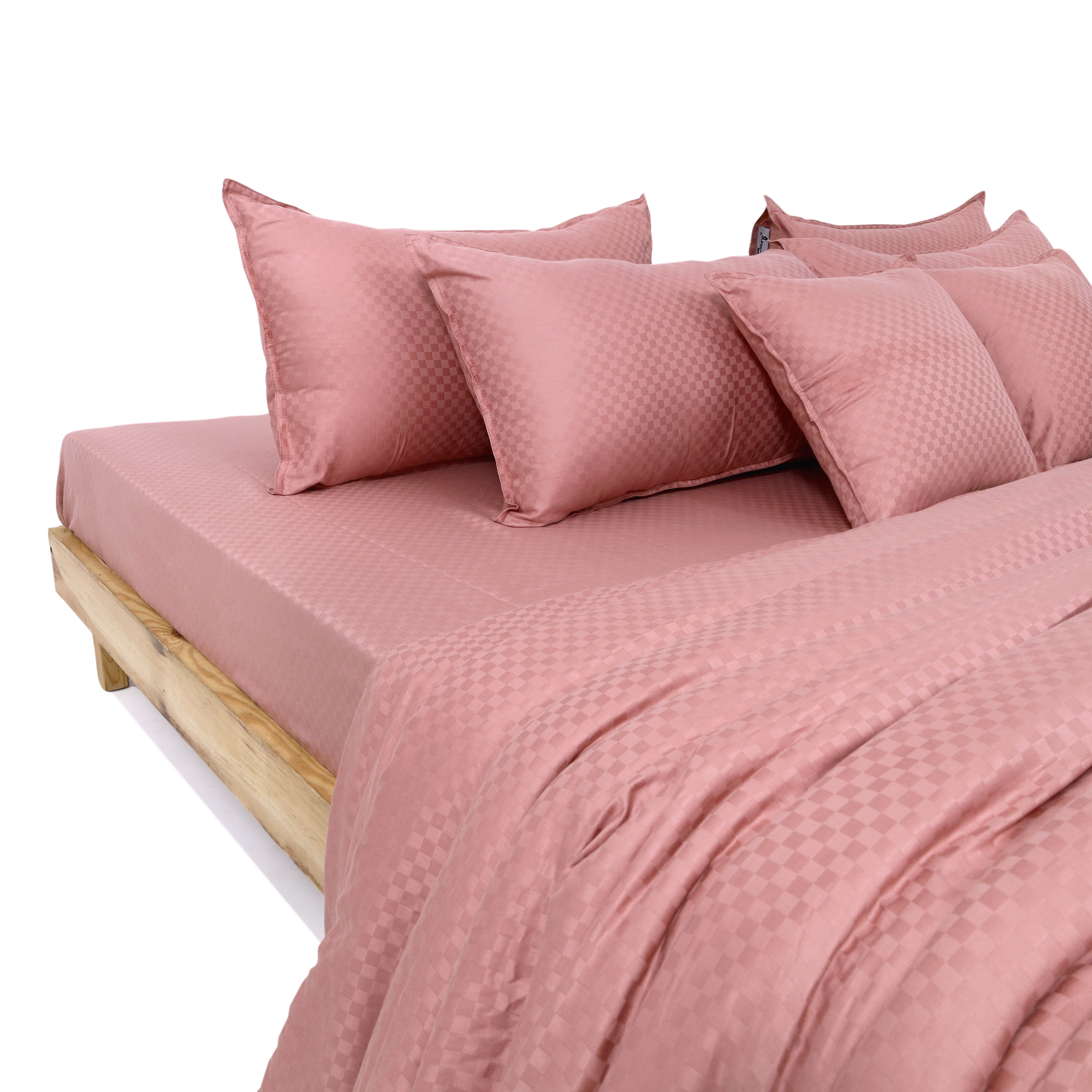Zeries Egyptian Cotton Jacquard Bedsheets With 2 Pillow Cases & 2 Cushion Covers - Petal