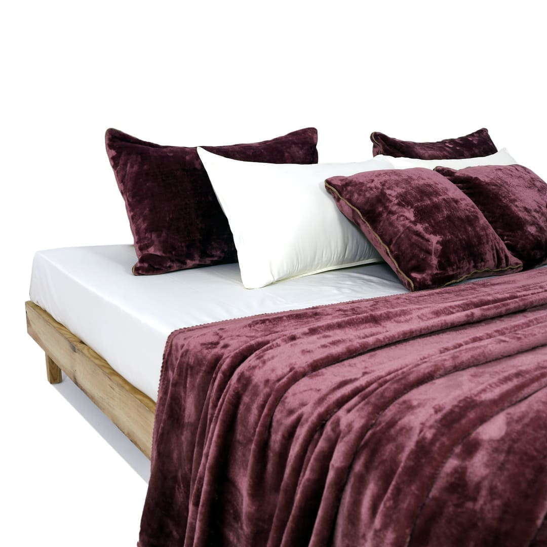 Zarf All-Season Premium AC Blanket With Two Pillow Covers & Two Cushion Covers - Mulberry