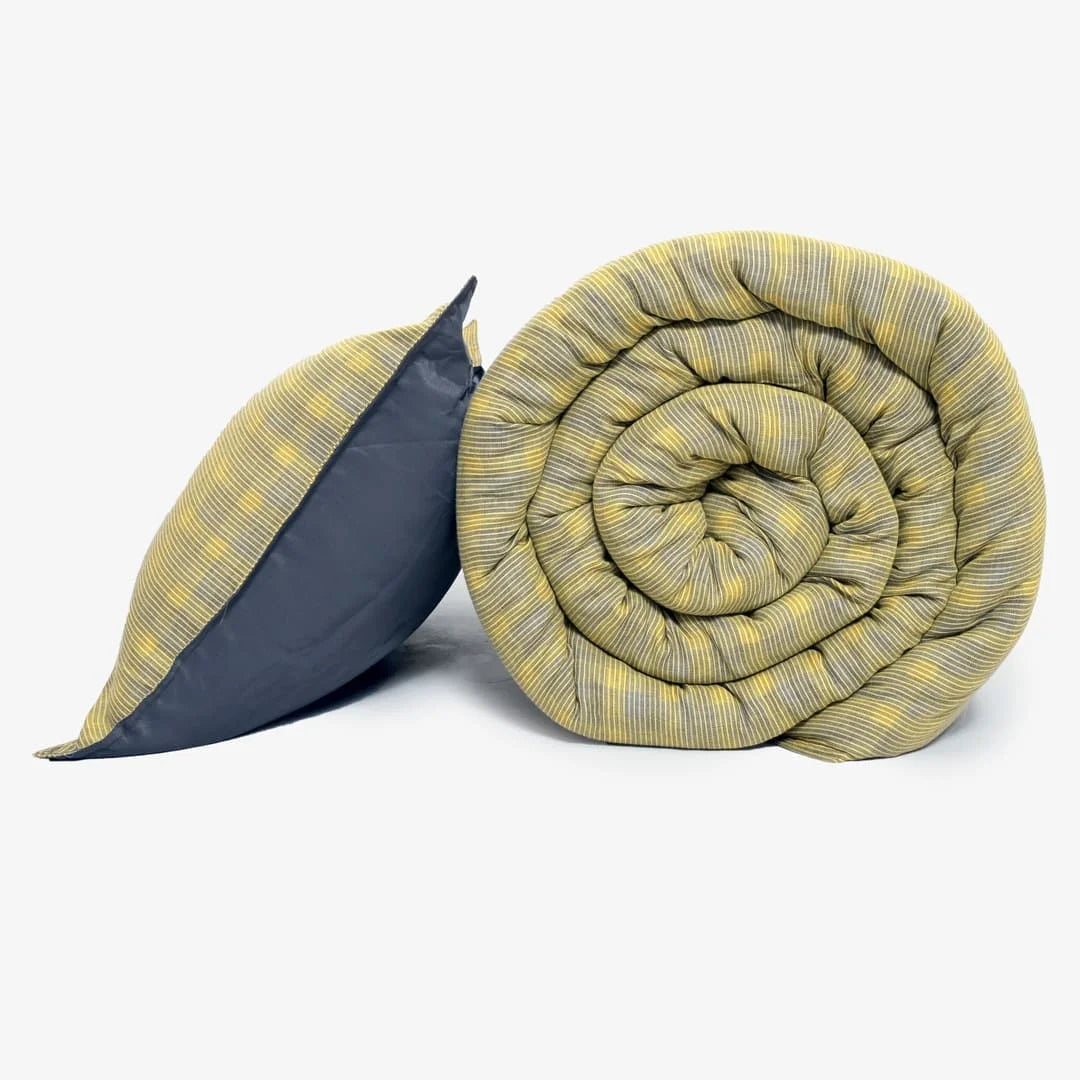 Linen Blend AC Comforter With 2 Pillow Cases and 1 Breakfast Pillow - Vireo