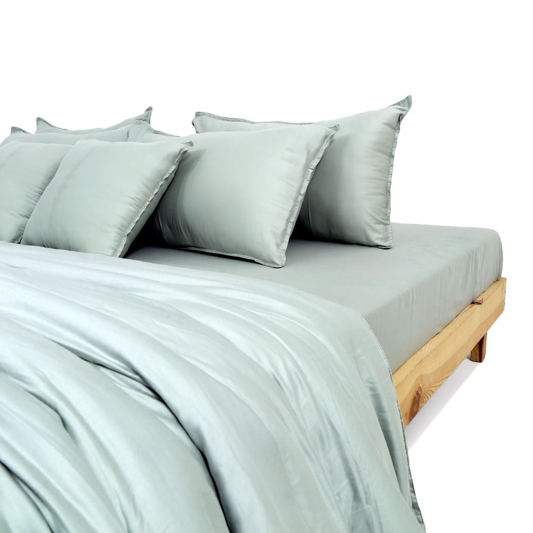 Zeries Egyptian Cotton Bedsheets With 2 Pillow Cases & 2 Cushion Covers - Cyan