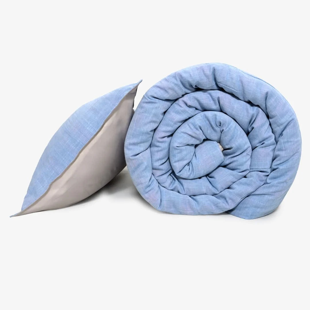 Linen Blend AC Comforter With 2 Pillow Cases and 1 Breakfast Pillow - Xavia