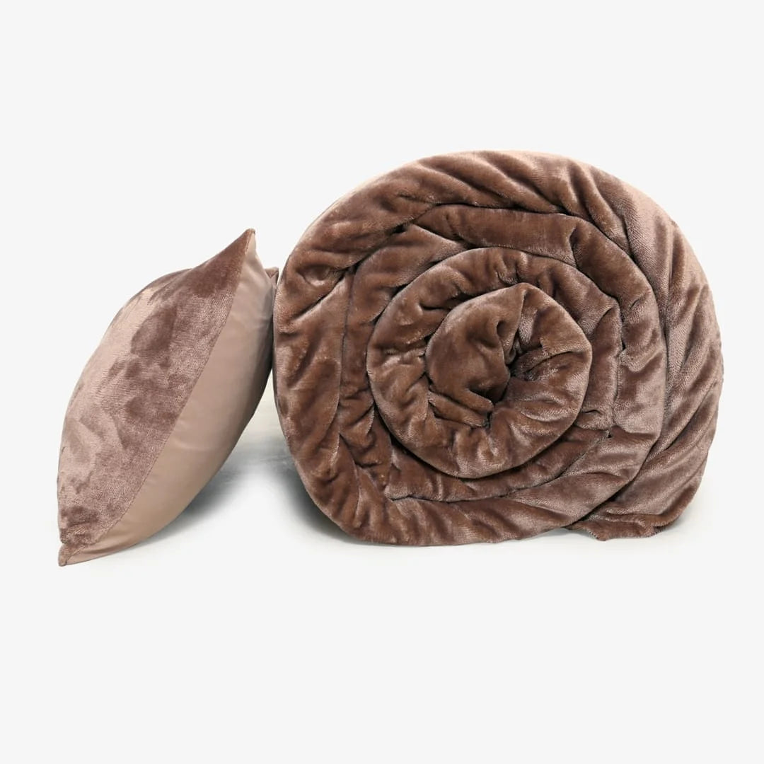 Zarf Premium AC Dohar With Two Pillow Covers & One Breakfast Cushion Cover - Brownstone