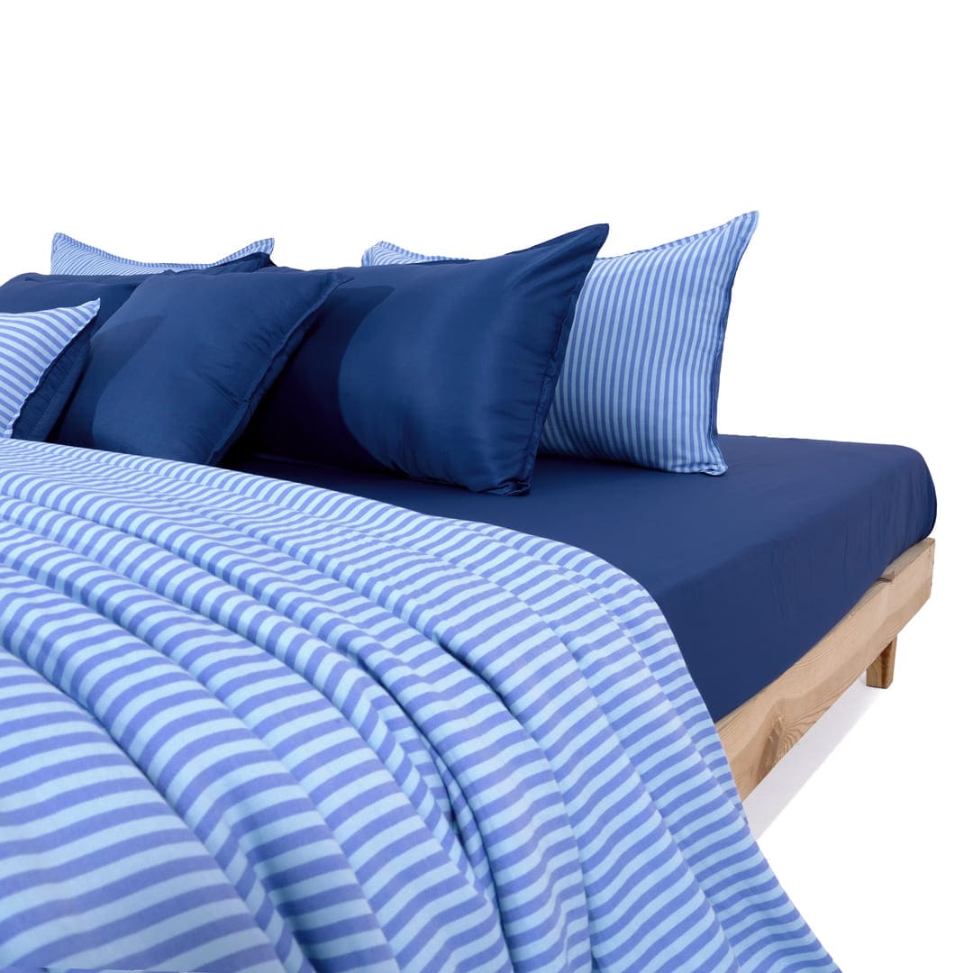 Zarf Linen Blend Bedding Set Of 9 - Sail