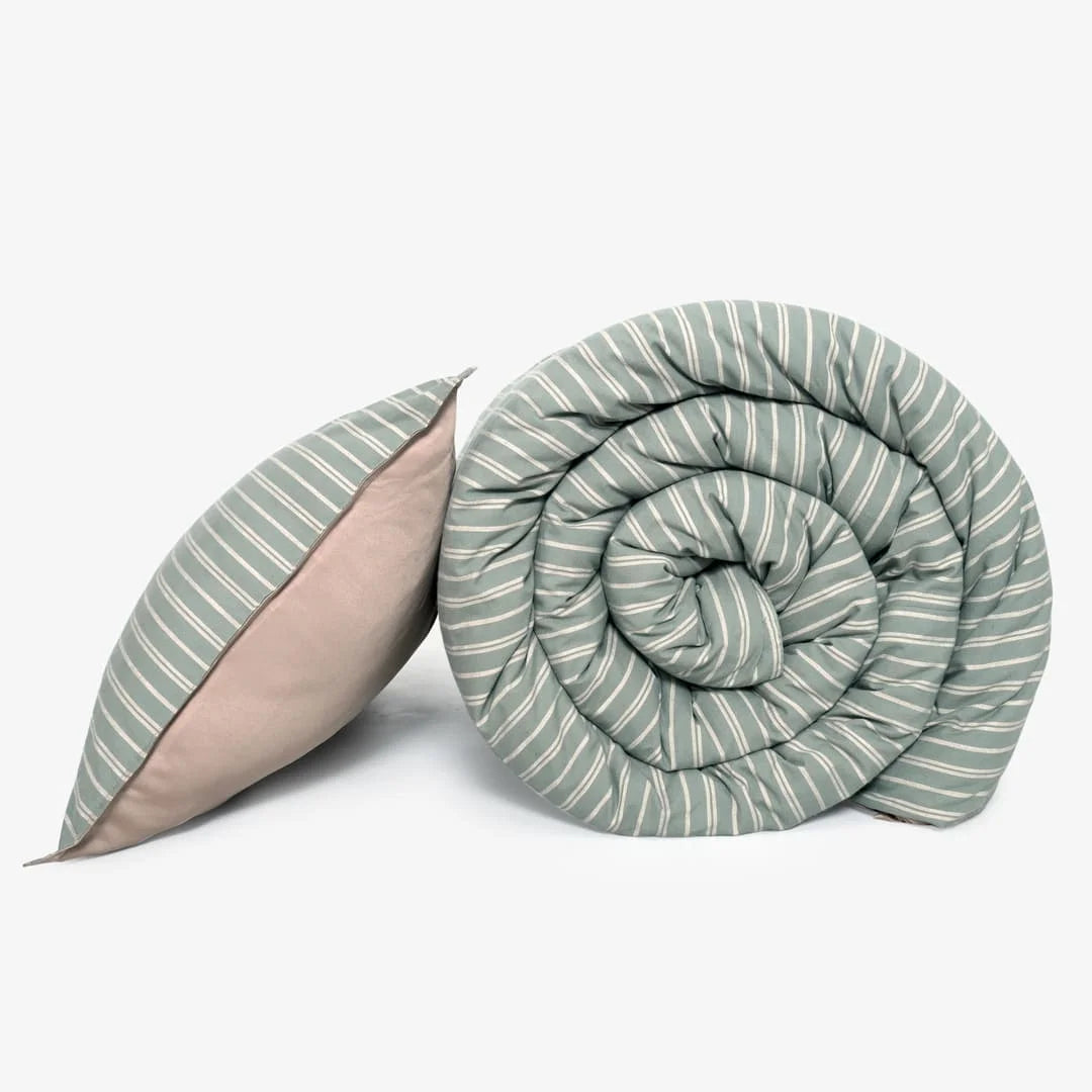 Linen Blend AC Comforter With 2 Pillow Cases and 1 Breakfast Pillow - Grove