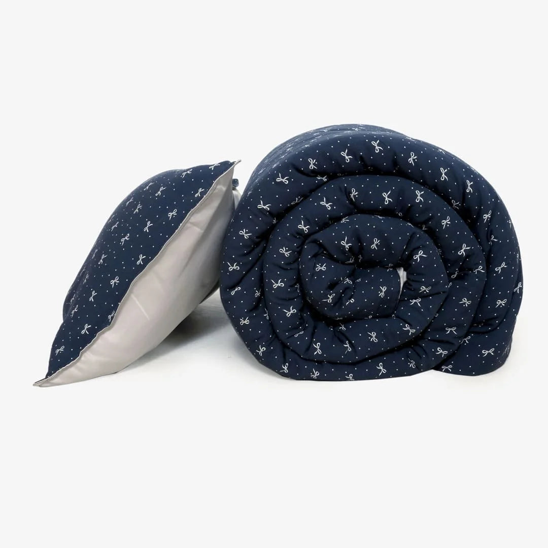 Linen Blend AC Comforter With 2 Pillow Cases and 1 Breakfast Pillow - Ruban