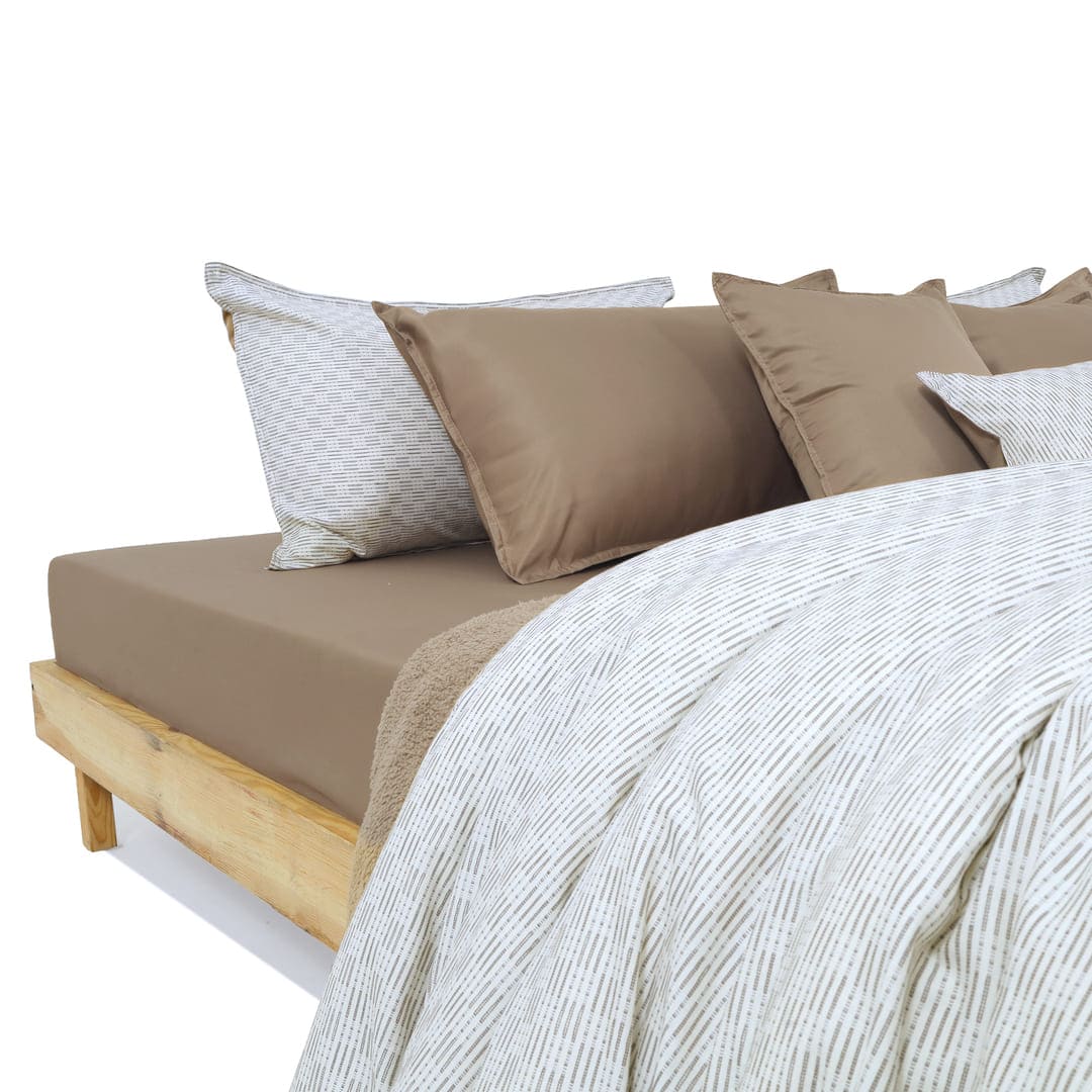 Zarf California King Size Reversible Quilt  With 2 pillowcases and 1 Breakfast Cushion cover (Limited edition) - Latte