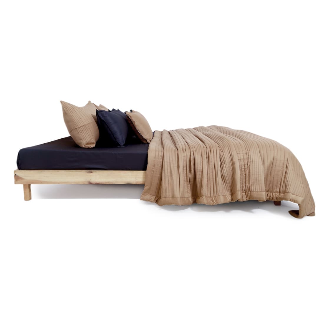 Zarf California King Size AC Comforters With 2 Pillow Cases & 2 Cushion Covers - Tan