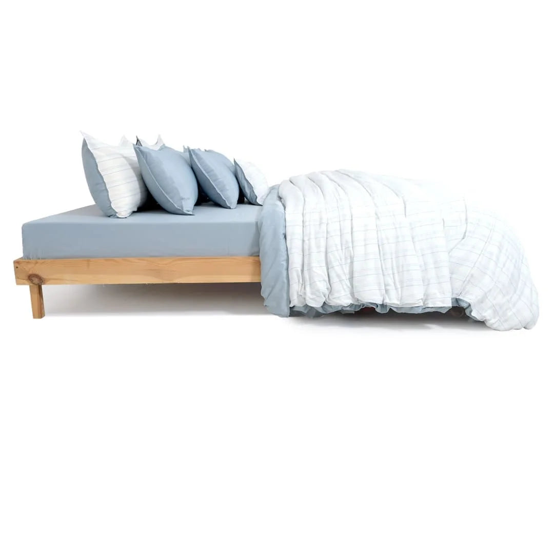 Linen Blend AC Comforter With 2 Pillow Cases and 1 Breakfast Pillow - Shore