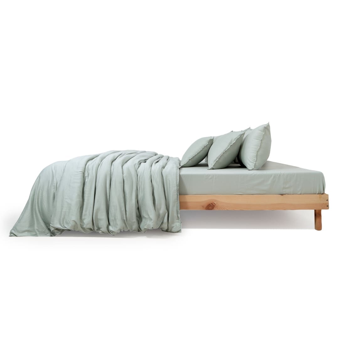 Zeries Egyptian Cotton Bedsheets With 2 Pillow Cases & 2 Cushion Covers - Cyan