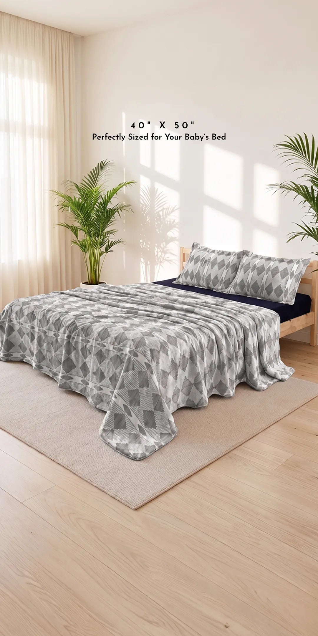 Zarf Plush Baby Size AC Blanket With One Pillow Cover - Lunar Dust