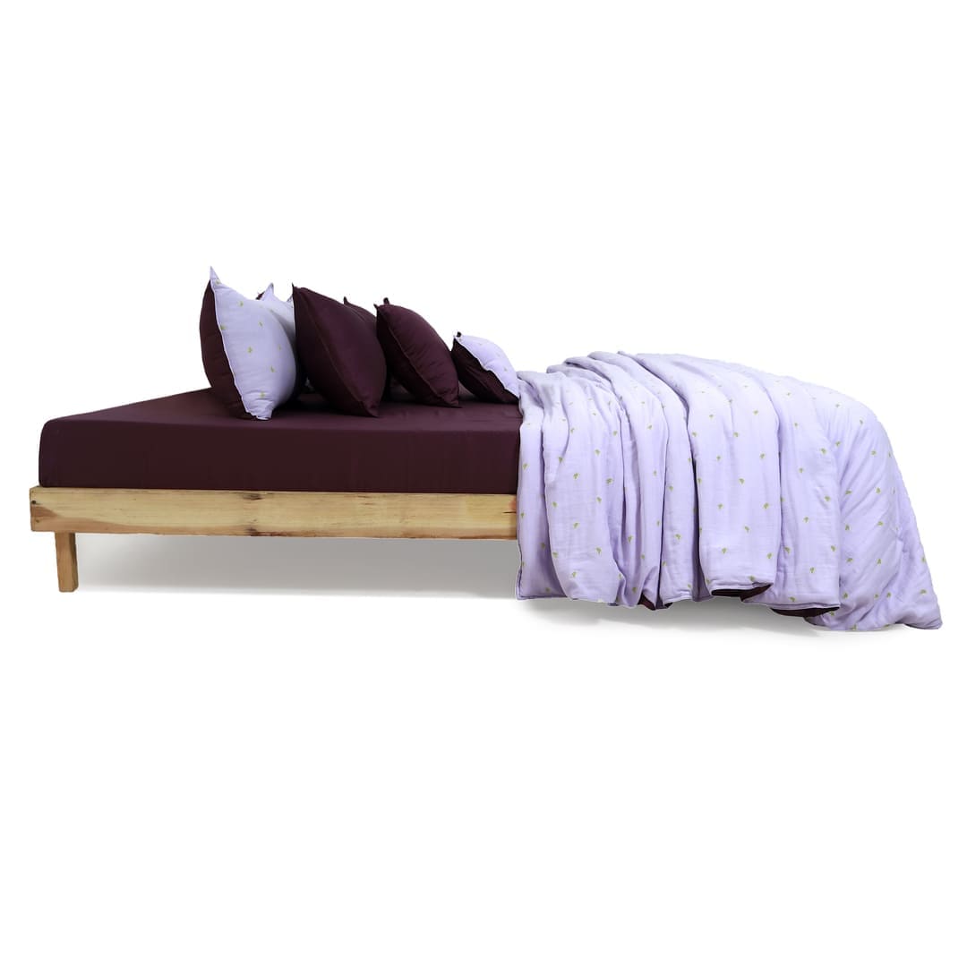 Linen Blend AC Comforter With 2 Pillow Cases and 1 Breakfast Pillow - Reve