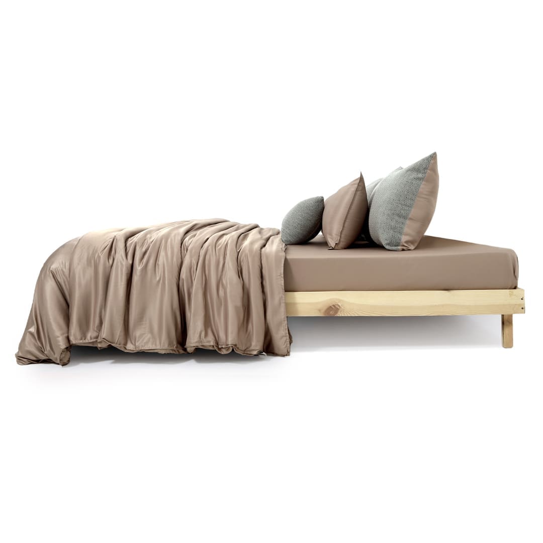 ZARF Italian Staple Weave Comforter With 2 Designer Pillow Cases 1 Breakfast Cushion Cover - Dustwood