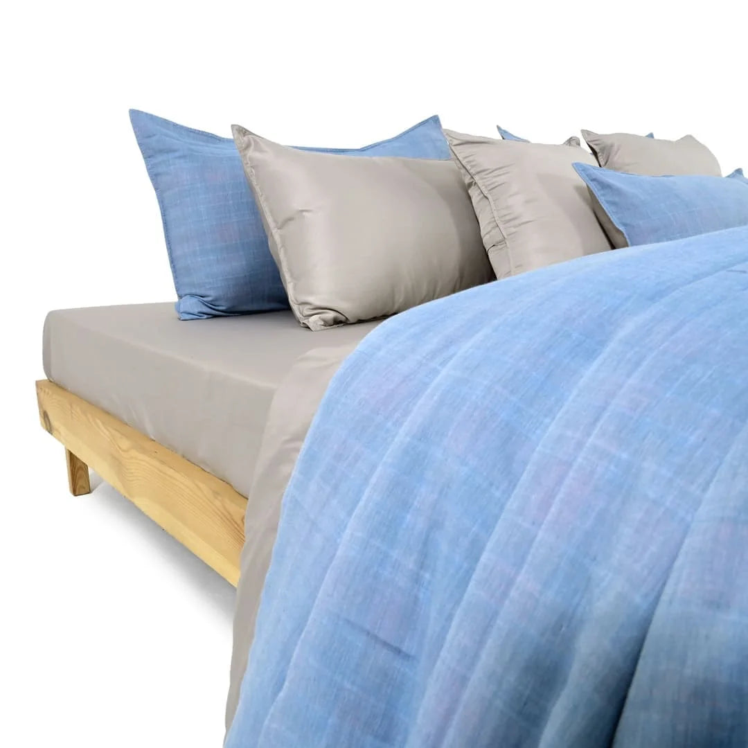 Linen Blend AC Comforter With 2 Pillow Cases and 1 Breakfast Pillow - Xavia