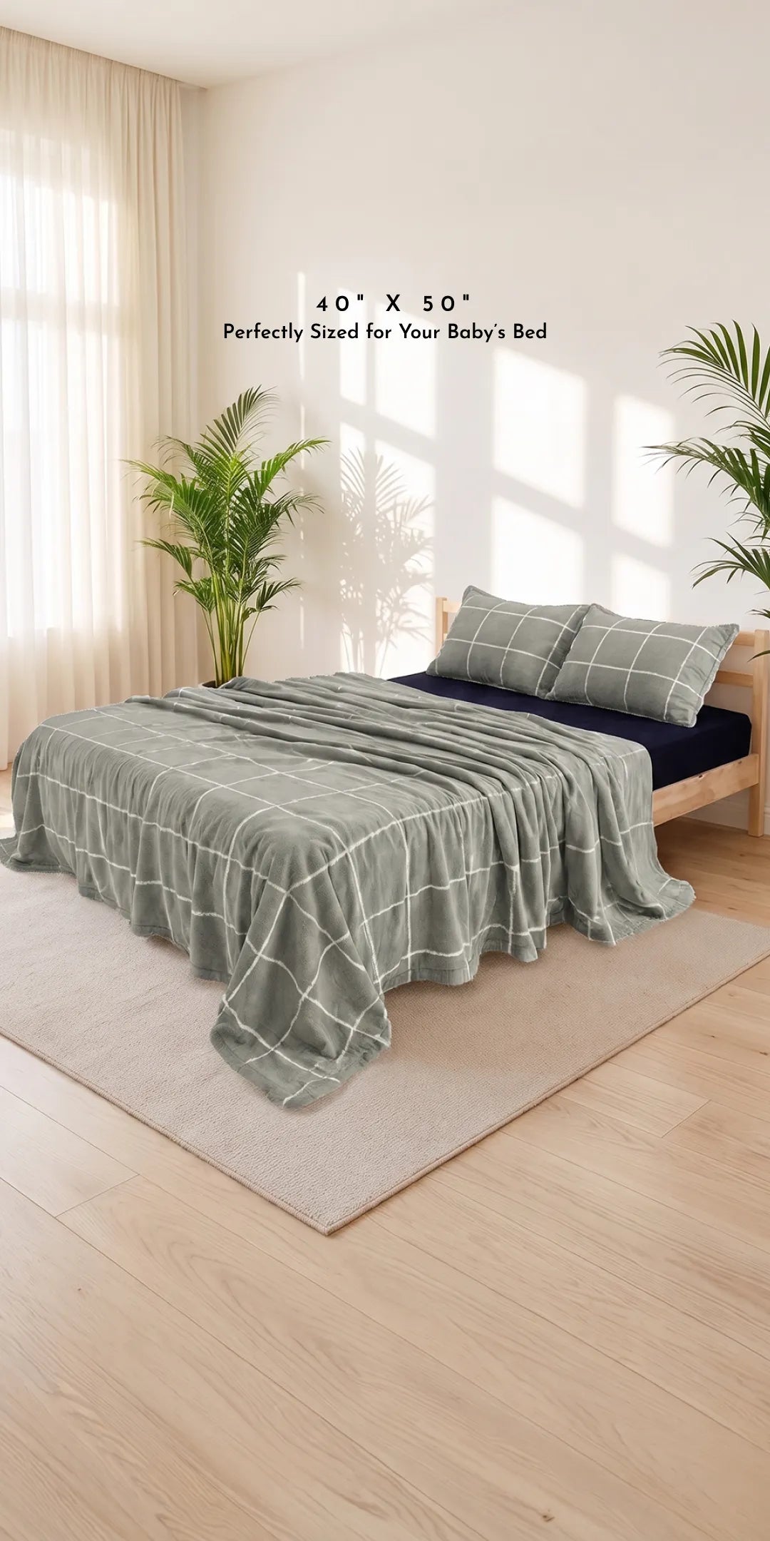 Zarf Plush Baby Size AC Blanket With One Pillow Cover - Moonstone