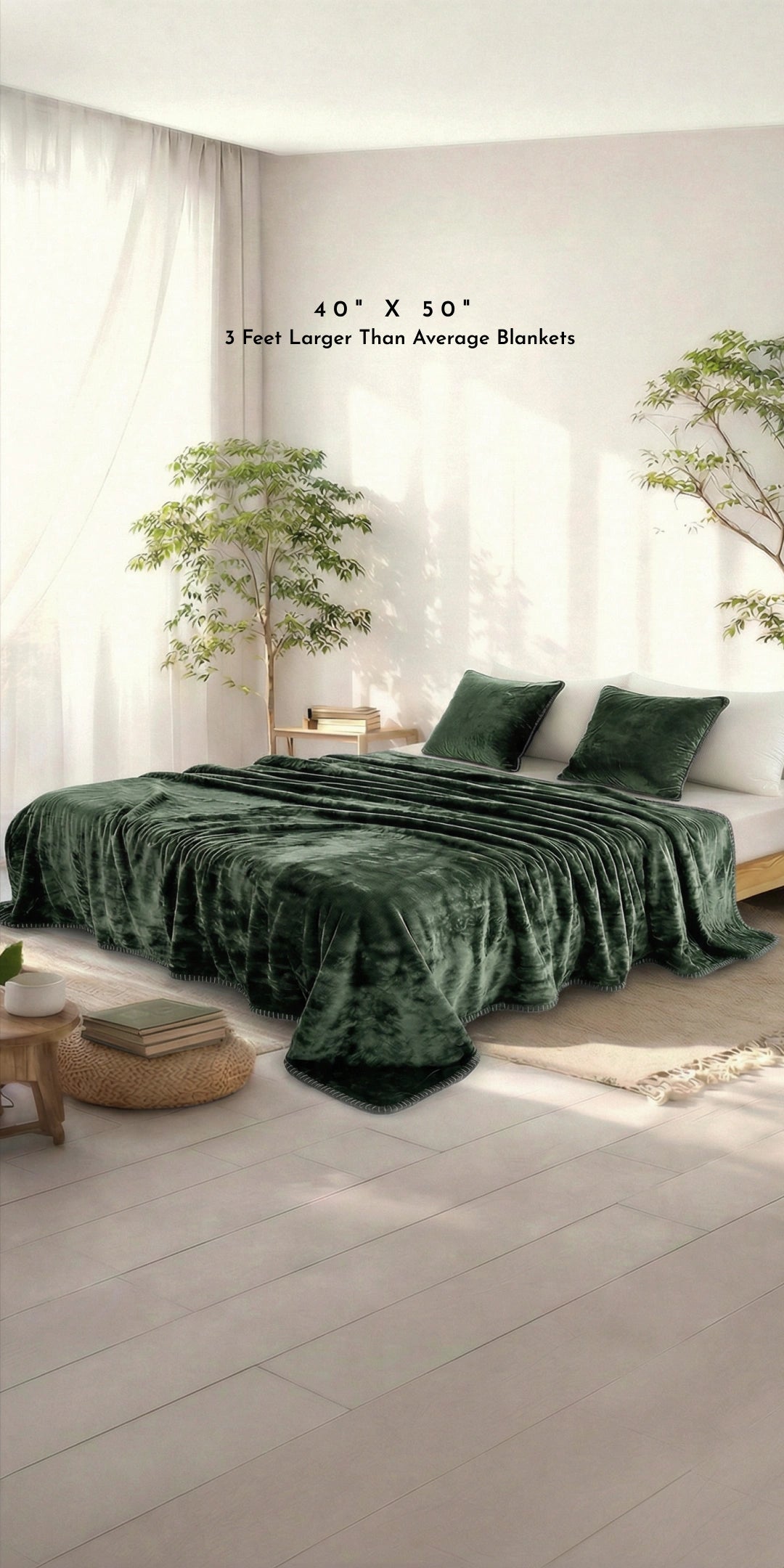 Zarf All-Season Premium Baby Size AC Blanket With One Pillow Cover & One Cushion Cover - Olive