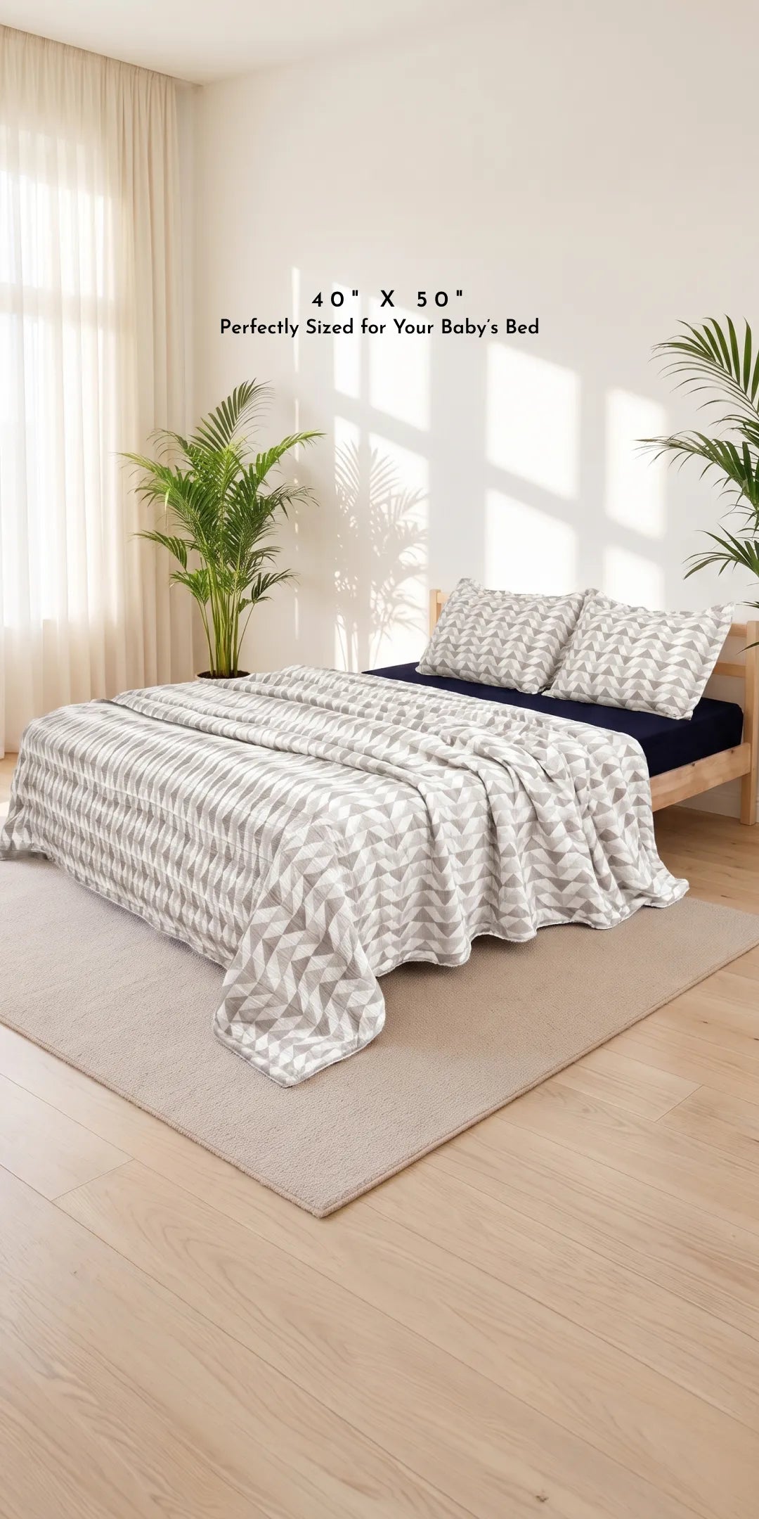 Zarf Plush Baby Size AC Blanket With One Pillow Cover - Celestial Grey