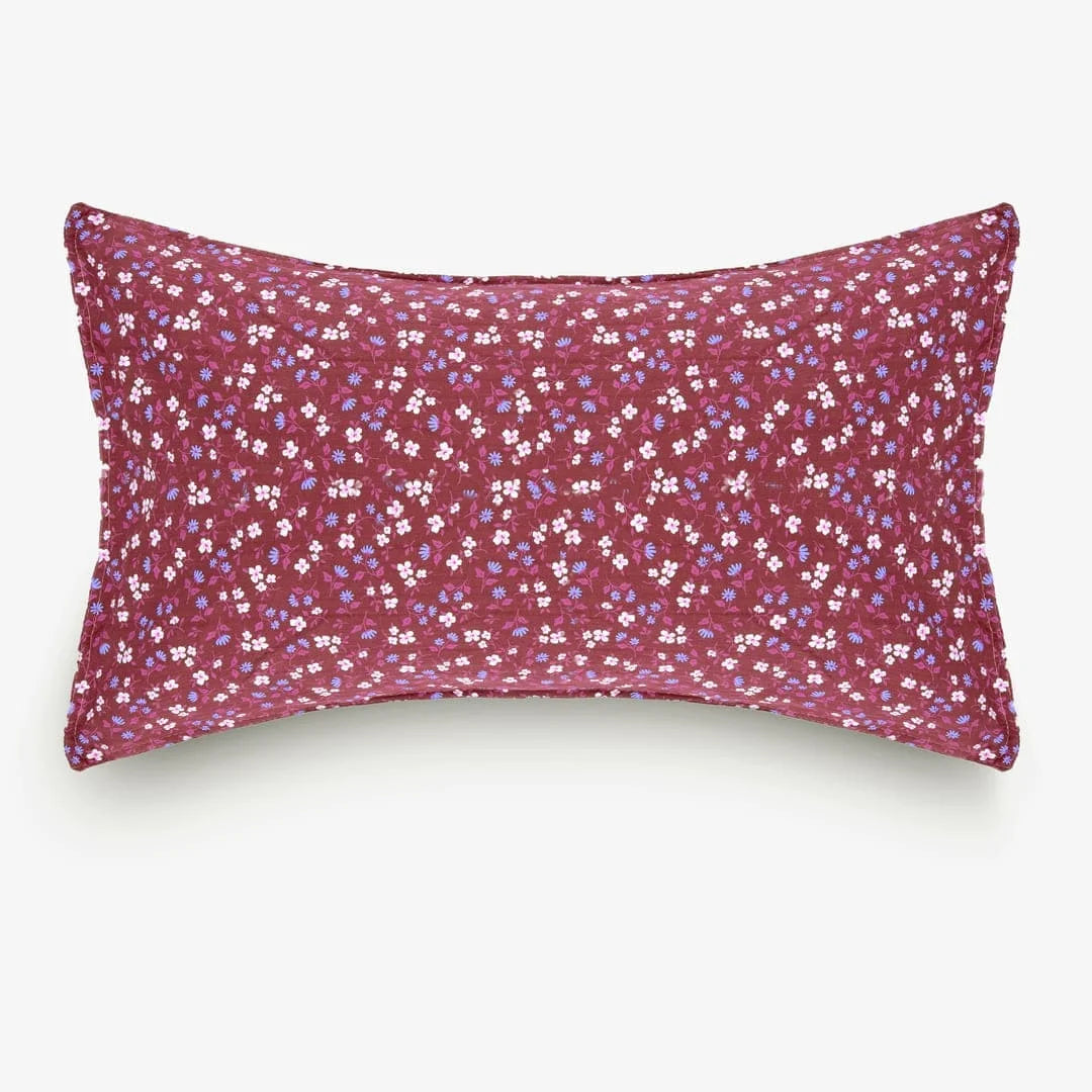 Linen Blend AC Comforter With 2 Pillow Cases and 1 Breakfast Pillow - Scarlet