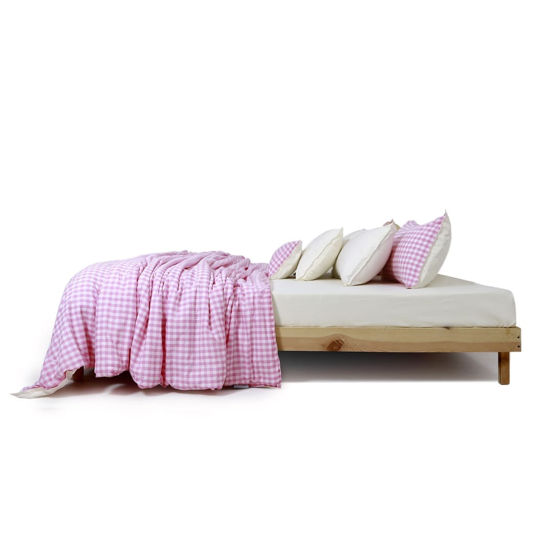 Linen Blend AC Comforter With 2 Pillow Cases and 1 Breakfast Pillow - Poppy