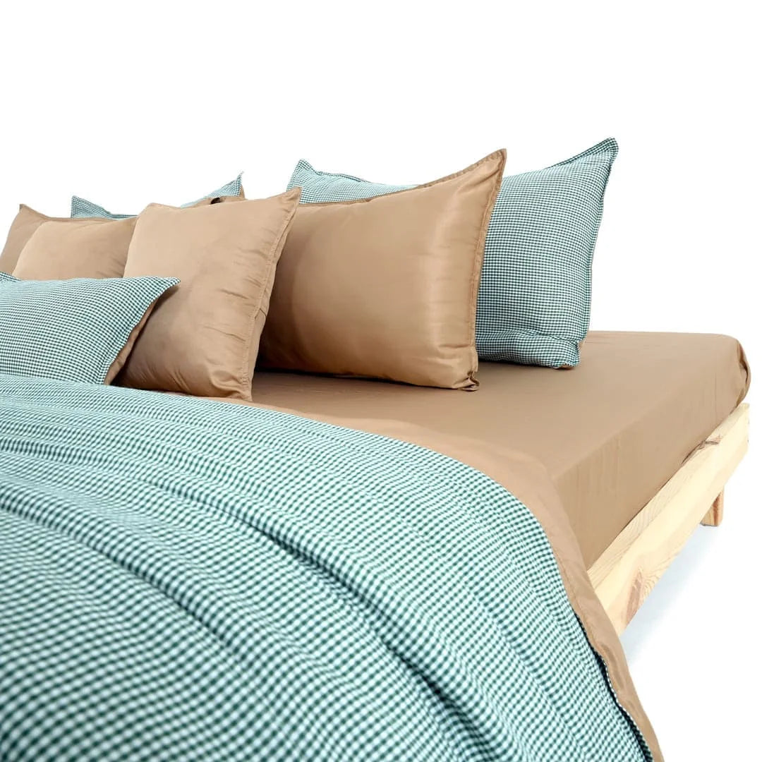 Linen Blend AC Comforter With 2 Pillow Cases and 1 Breakfast Pillow - Brume