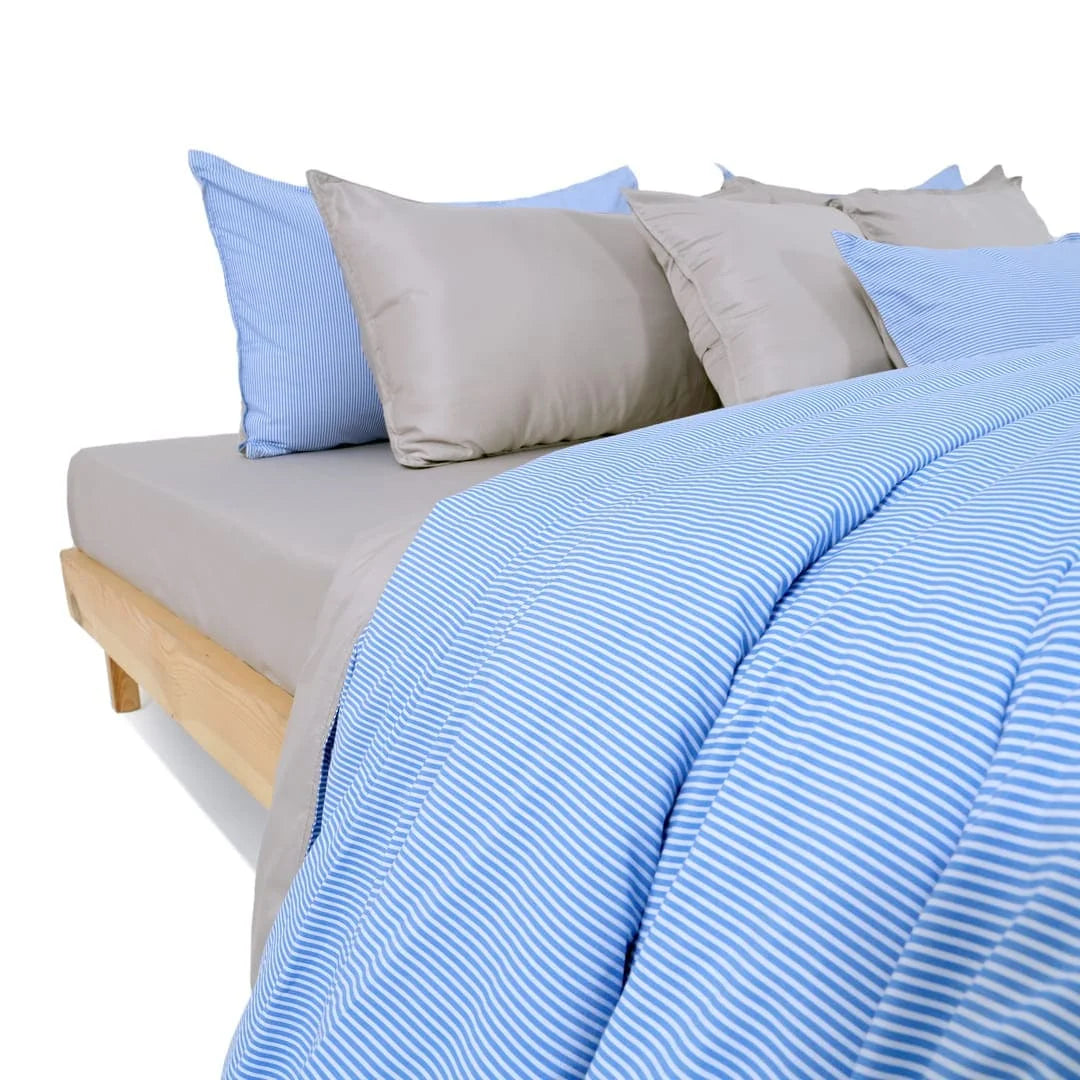 Linen Blend AC Comforter With 2 Pillow Cases and 1 Breakfast Pillow - Tranquil