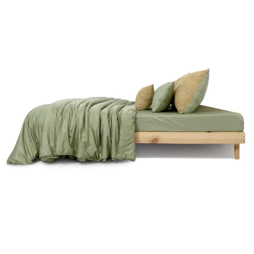 ZARF Italian Staple Weave Comforter With 2 Designer Pillow Cases 1 Breakfast Cushion Cover - Linden