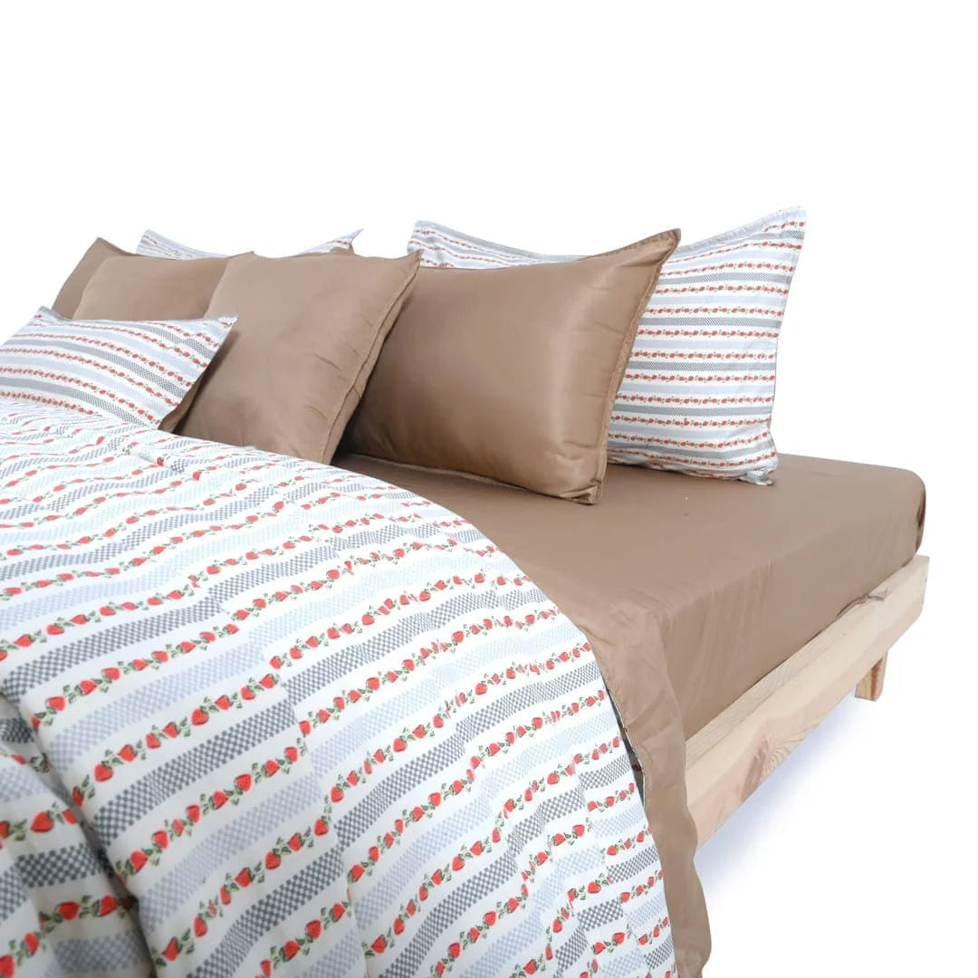 Linen Blend AC Comforter With 2 Pillow Cases and 1 Breakfast Pillow - Fresa