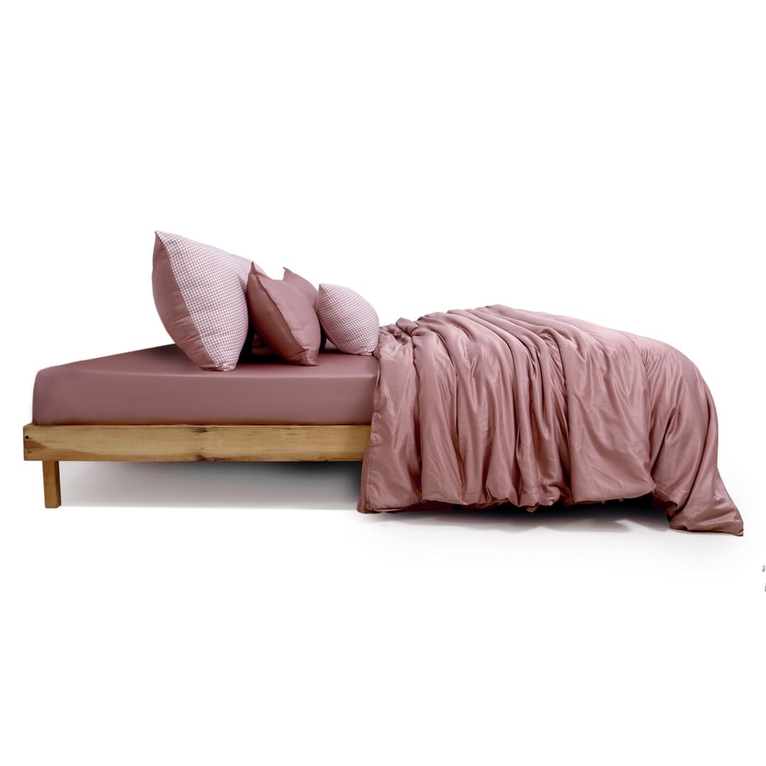 ZARF Italian Staple Weave Comforter With 2 Designer Pillow Cases 1 Breakfast Cushion Cover - Sorbet