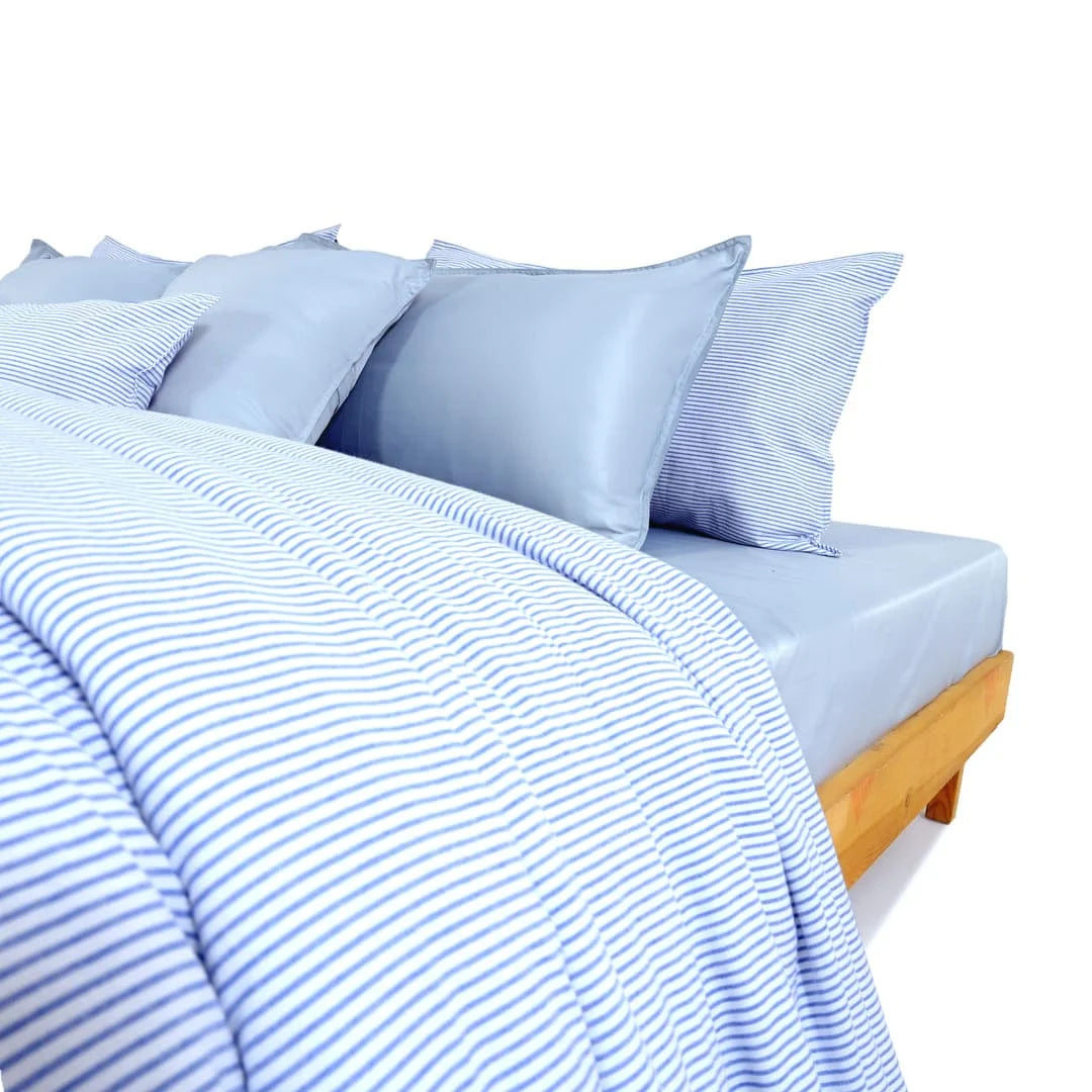 Zarf Linen Blend Bedding Set Of 9 - Breeze