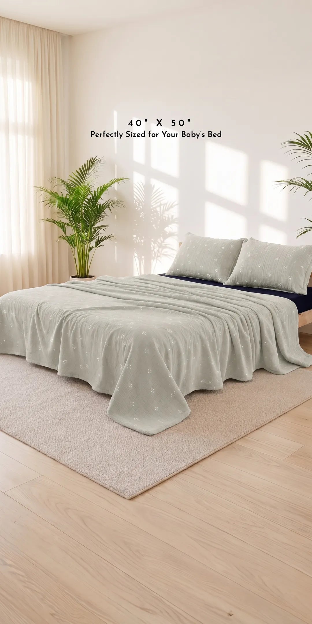 Zarf Plush Baby Size Cotton AC Blanket With 1 Pillow Case - Emerald Glory