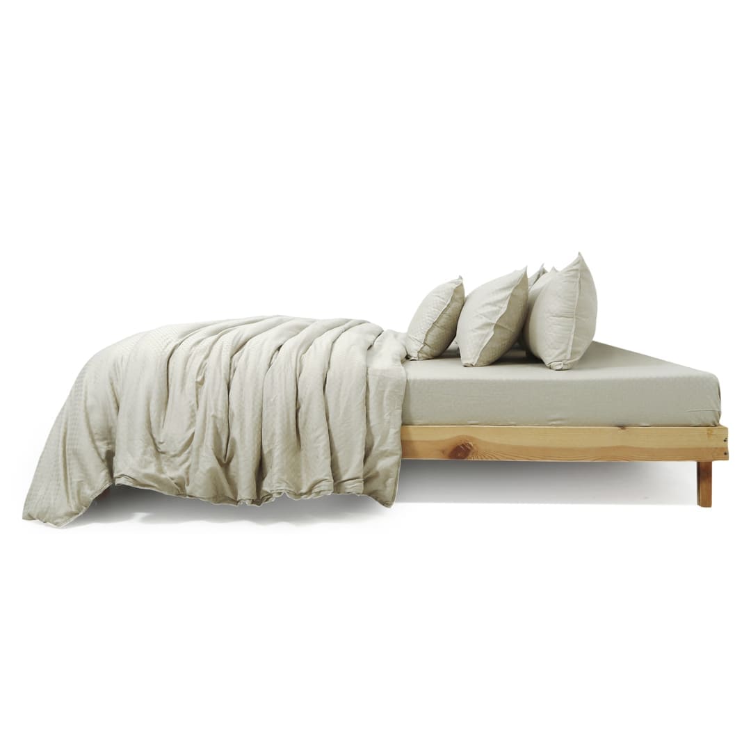 Zeries Egyptian Cotton Jacquard Bedsheets With 2 Pillow Cases & 2 Cushion Covers - Bisque