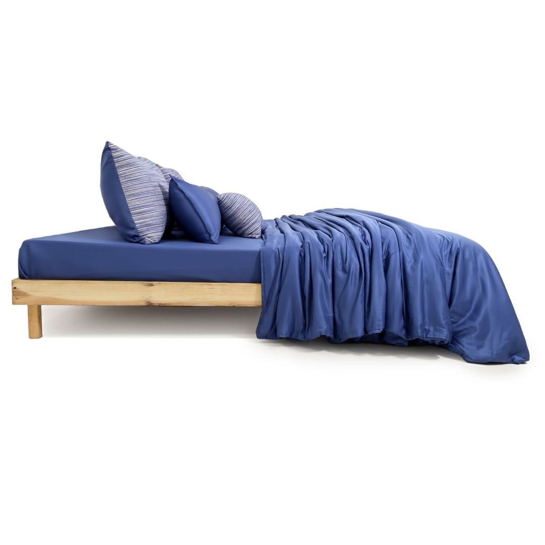 ZARF Italian Staple Weave Comforter With 2 Designer Pillow Cases 1 Breakfast Cushion Cover - Oceane