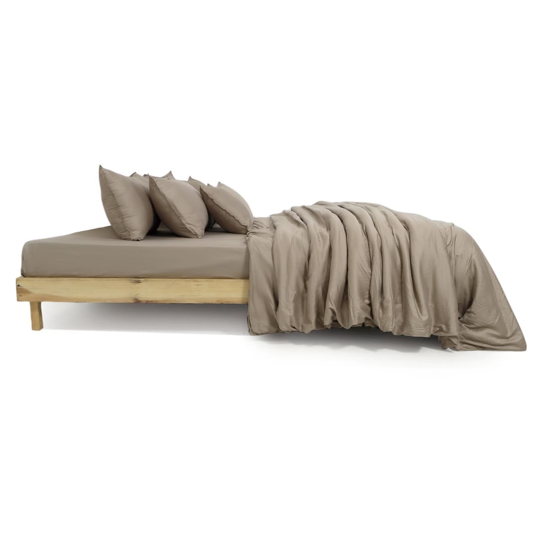 Zeries Egyptian Cotton Bedsheets With 2 Pillow Cases & 2 Cushion Covers - Dove