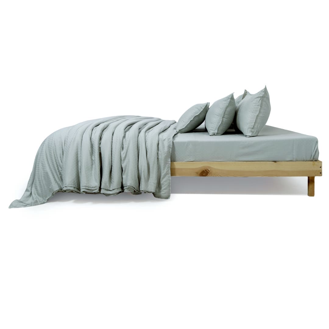 Zeries Egyptian Cotton Jacquard Bedsheets With 2 Pillow Cases & 2 Cushion Covers - Azure