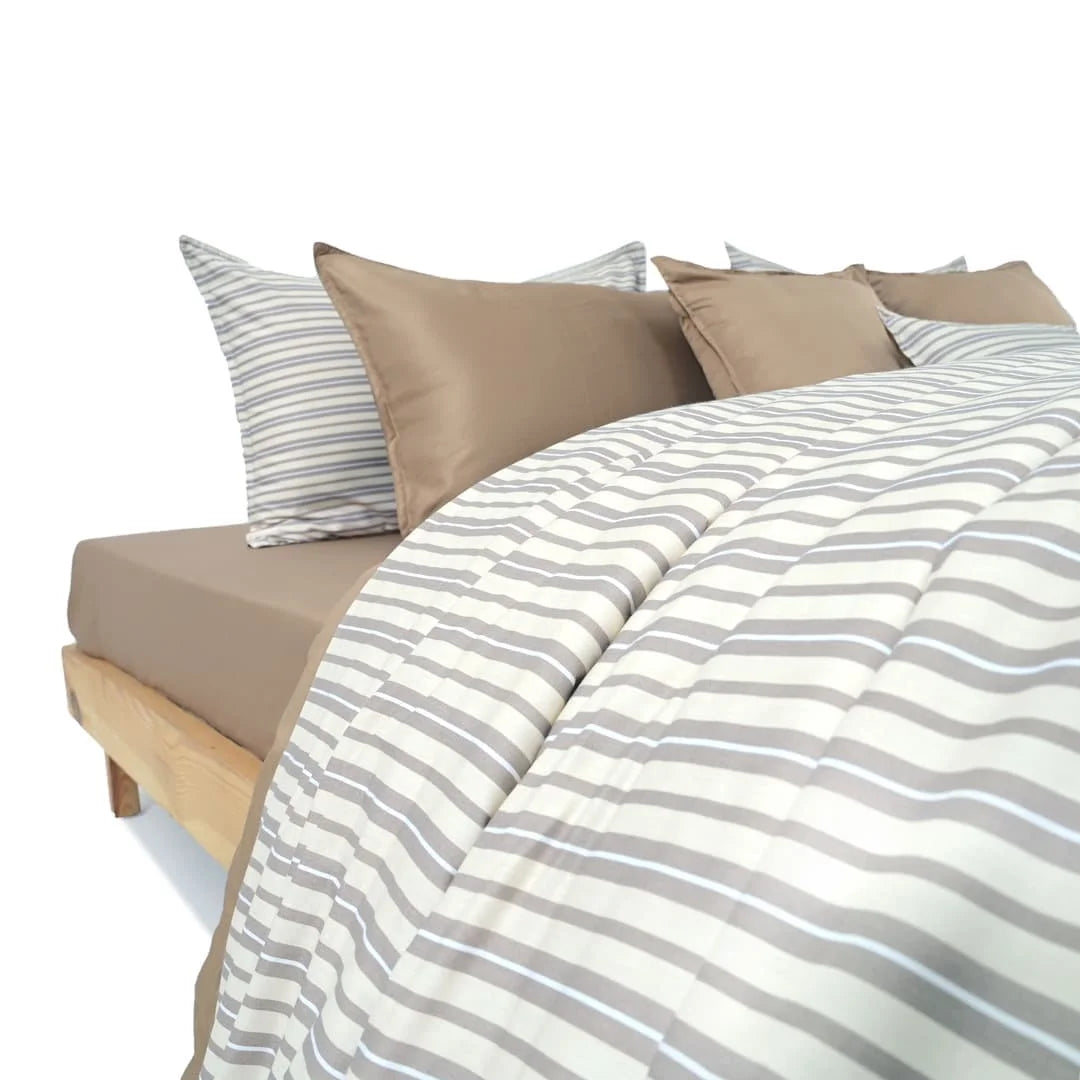 Linen Blend AC Comforter With 2 Pillow Cases and 1 Breakfast Pillow - Vesper