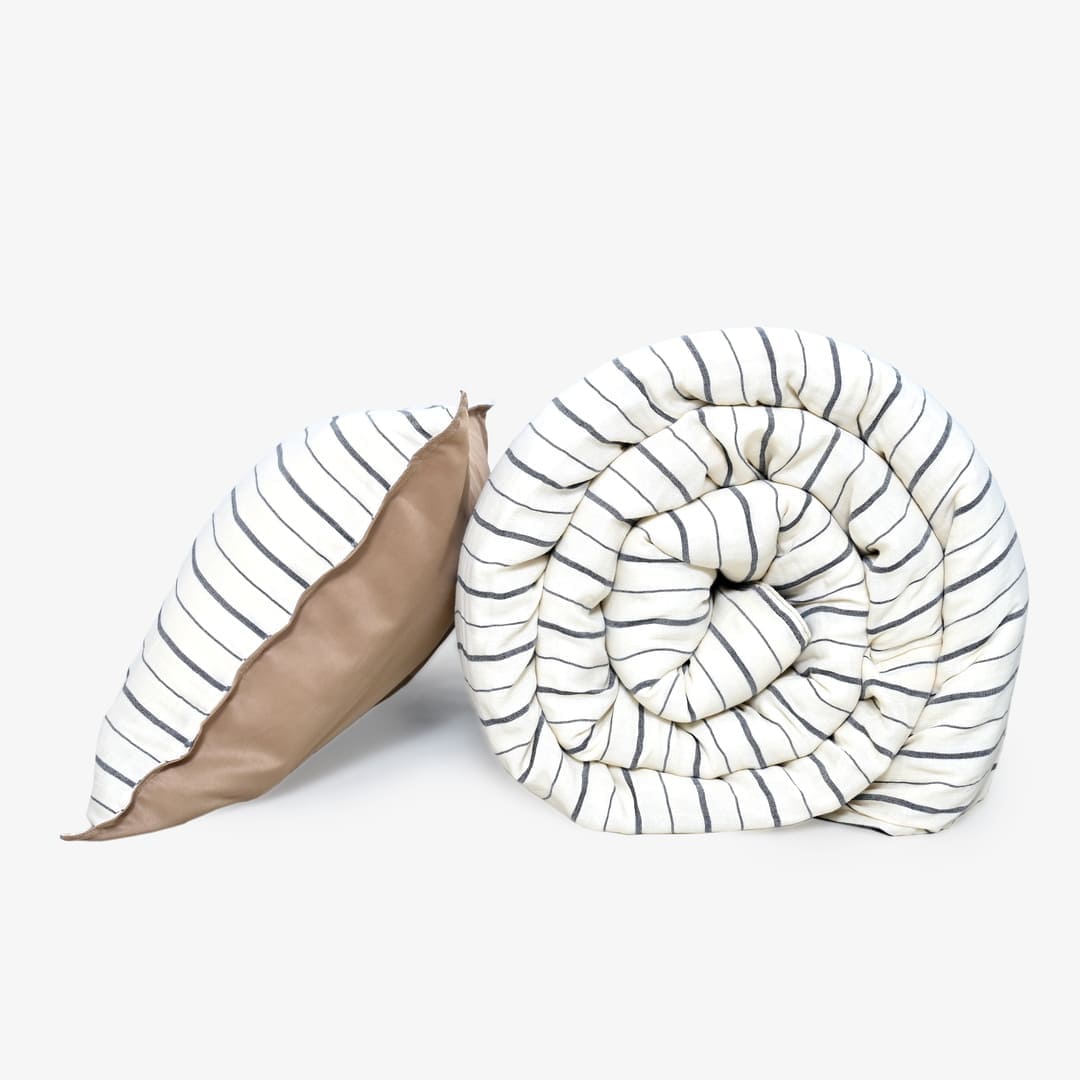 Linen Blend AC Comforter With 2 Pillow Cases and 1 Breakfast Pillow - Arden