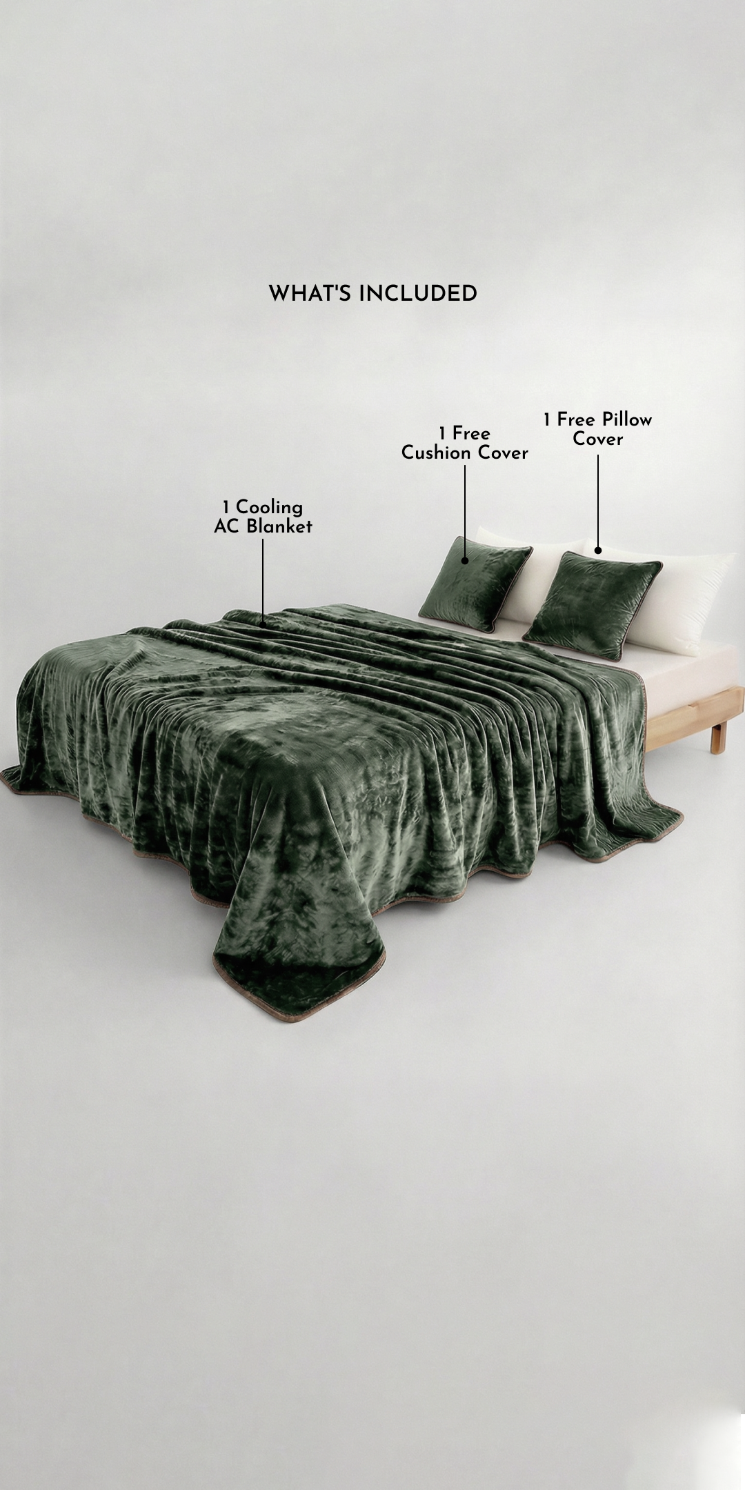 Zarf All-Season Premium Baby Size AC Blanket With One Pillow Cover & One Cushion Cover - Greener pastures