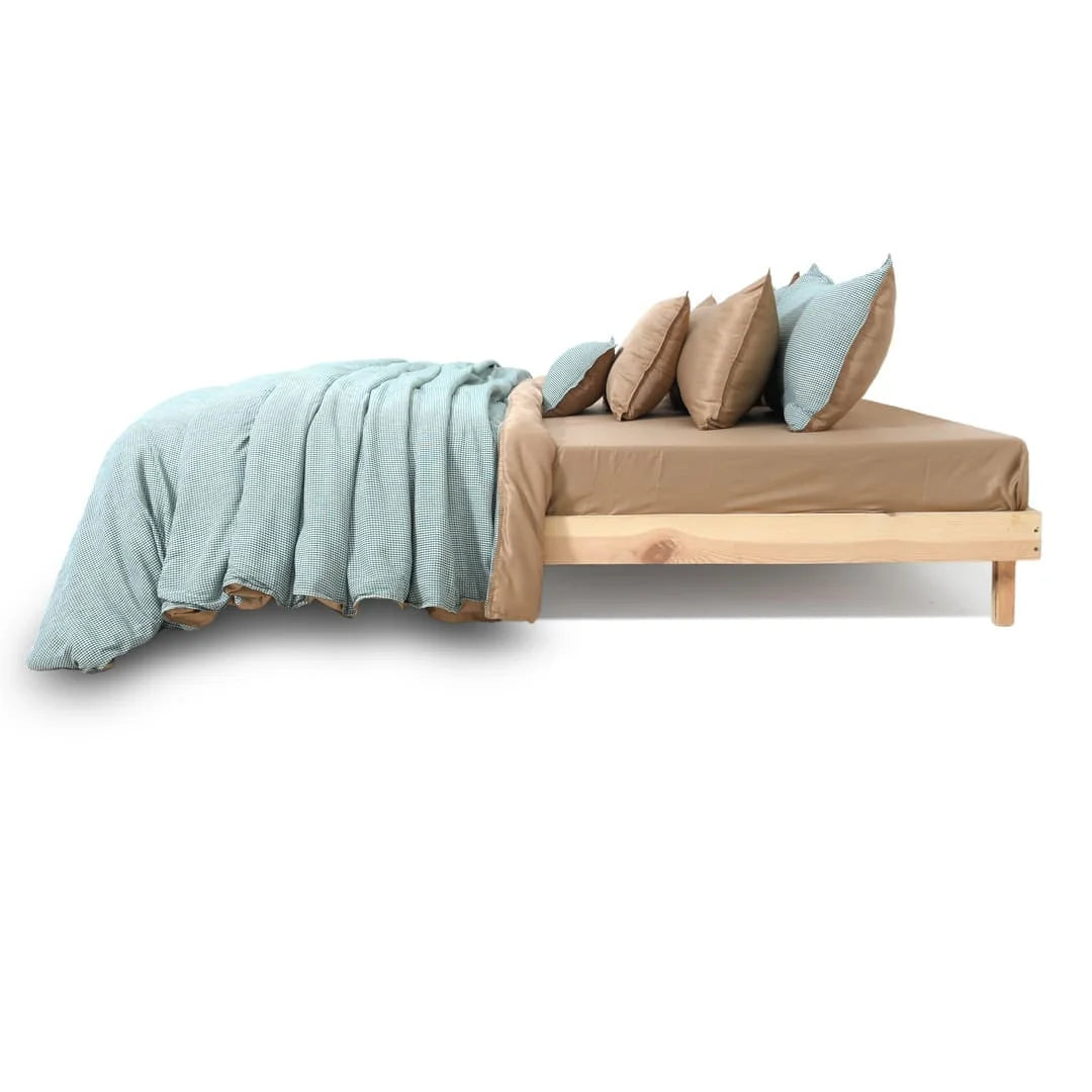 Linen Blend AC Comforter With 2 Pillow Cases and 1 Breakfast Pillow - Brume