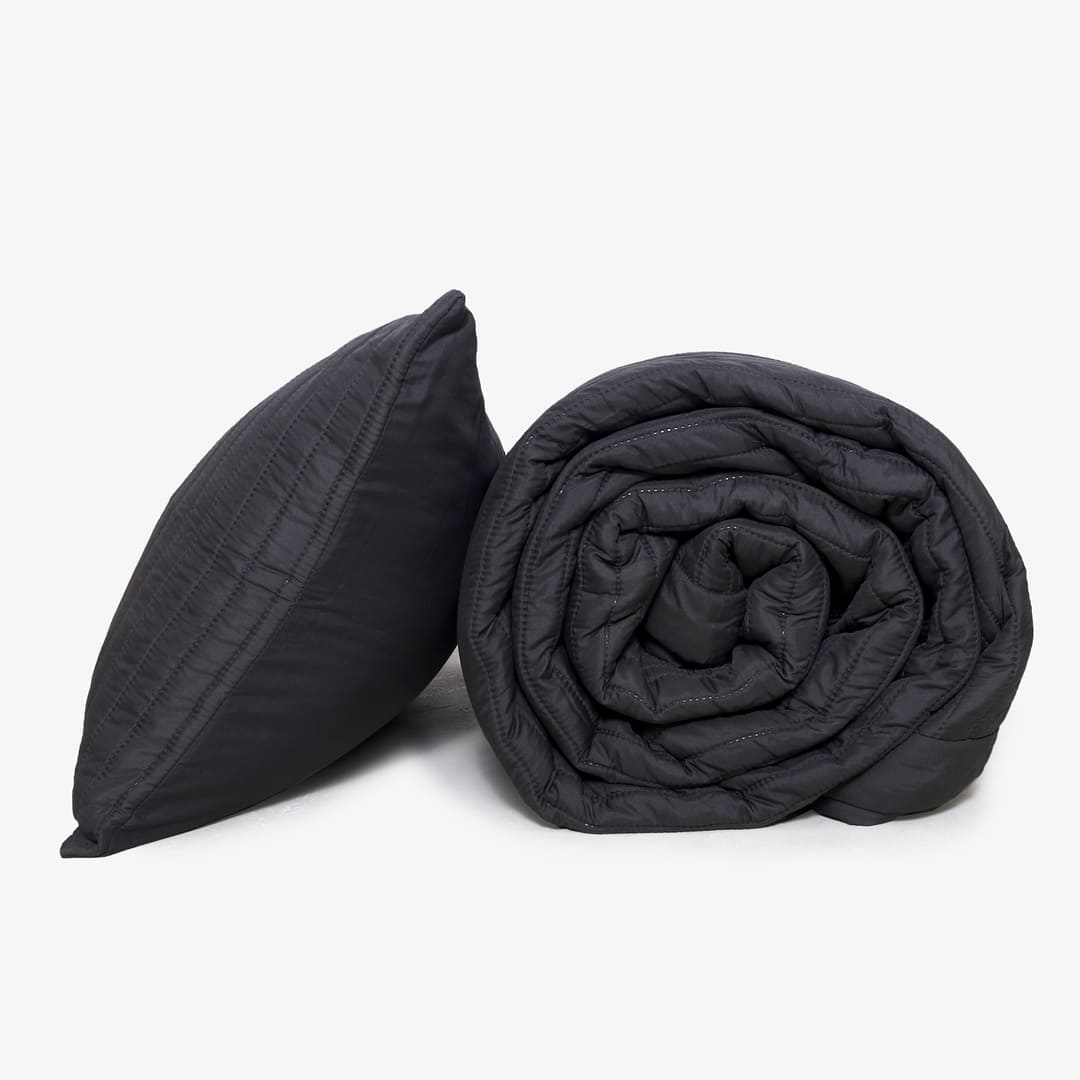 Zarf California King Size AC Comforters With 2 Pillow Cases & 2 Cushion Covers - Graphite
