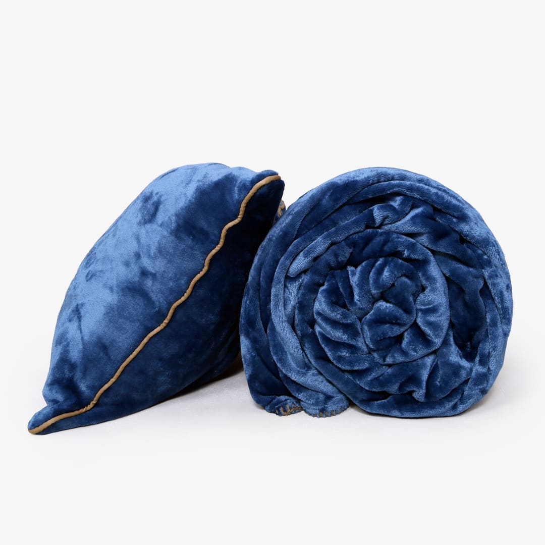 Zarf All-Season Premium AC Blanket With Two Cushion Covers - Cobalt