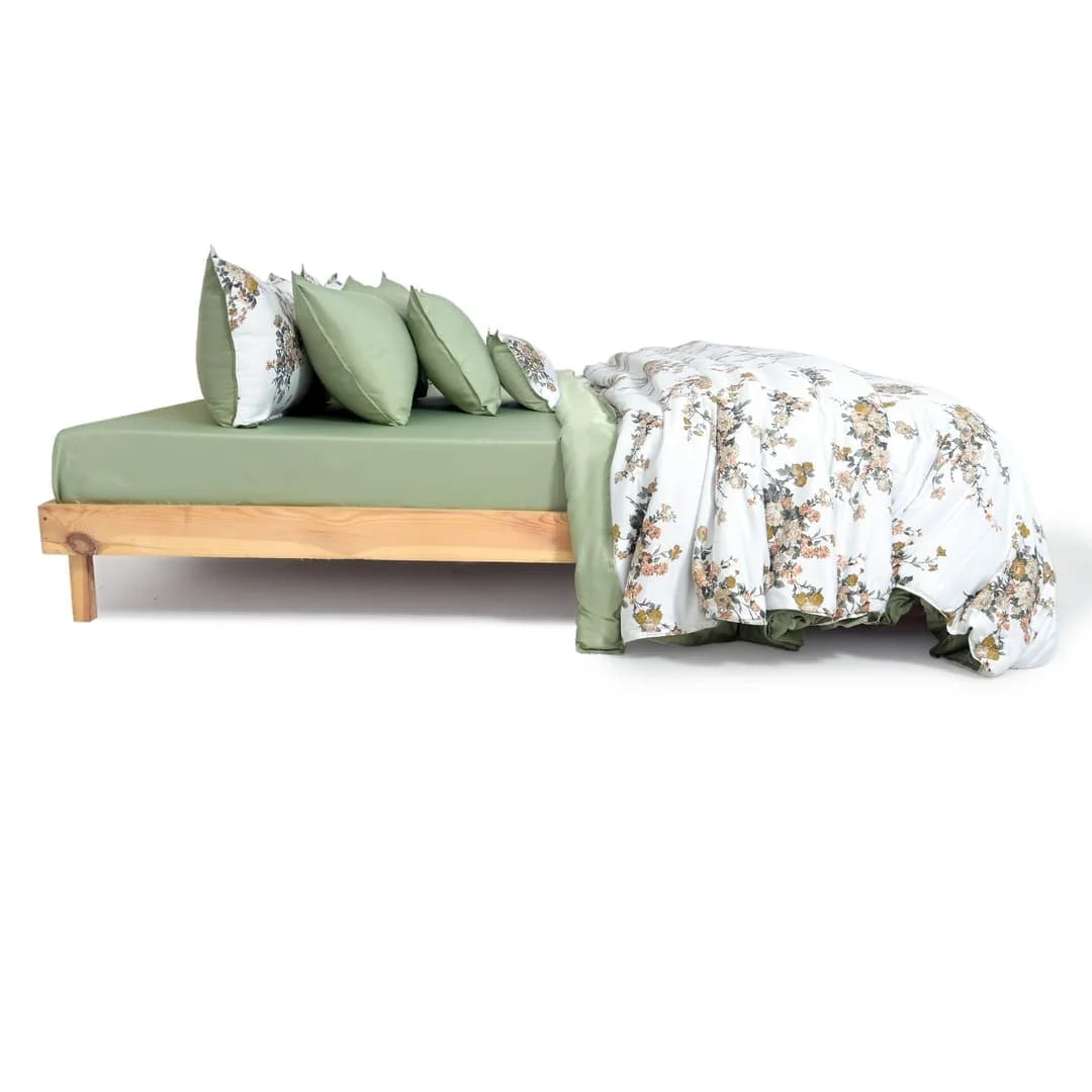 Linen Blend AC Comforter With 2 Pillow Cases and 1 Breakfast Pillow - Ember