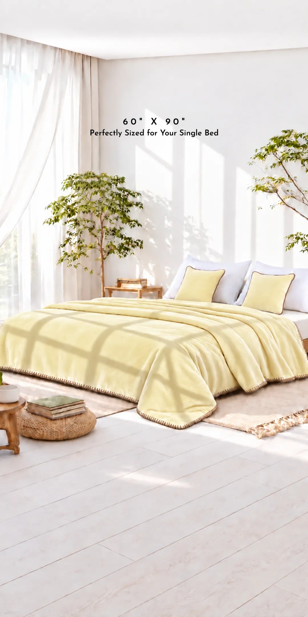 Zarf Ultra Soft All-Season Premium AC Blanket For Single Size Bed With 2 Cushion Covers - Magnolia