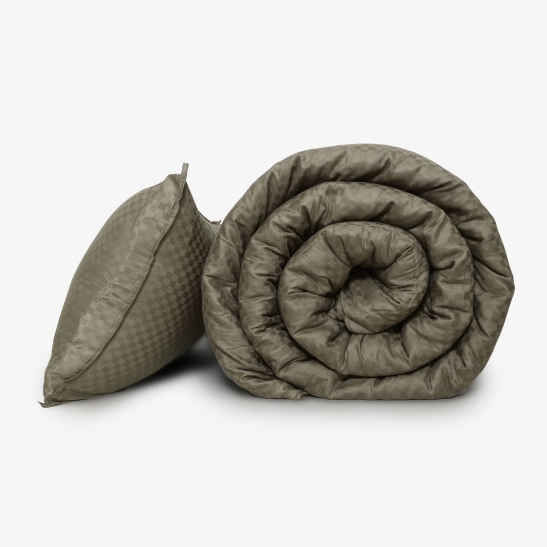 ZARF Egyptian Cotton Comforter With 2 Pillowcases & 2 Cushion Covers - Chestnut