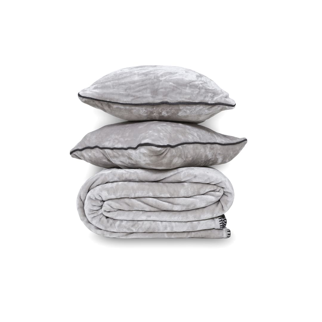 Zarf All-Season Premium AC Blanket With Two Cushion Covers - Ash Grey