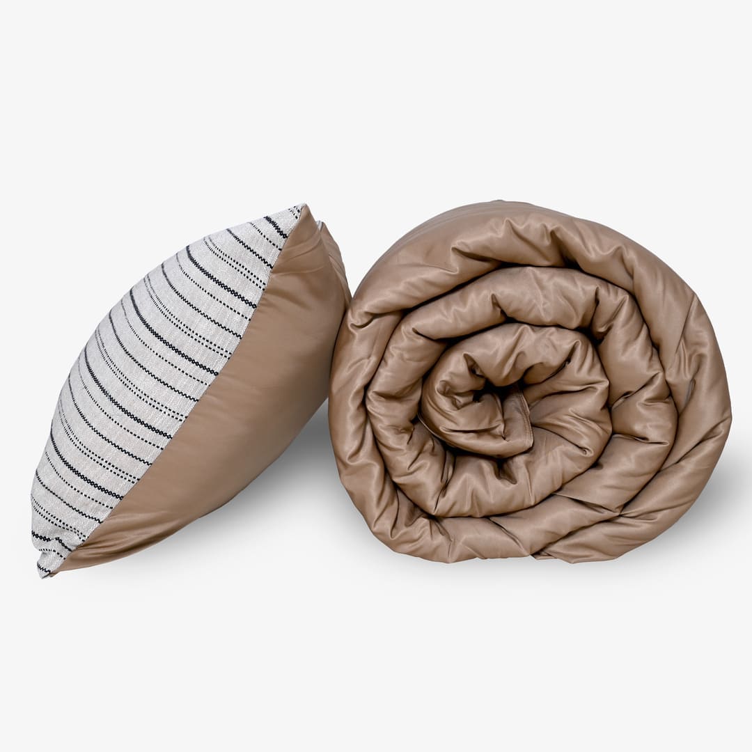 ZARF Italian Staple Weave Comforter With 2 Designer Pillow Cases 1 Breakfast Cushion Cover - Roux