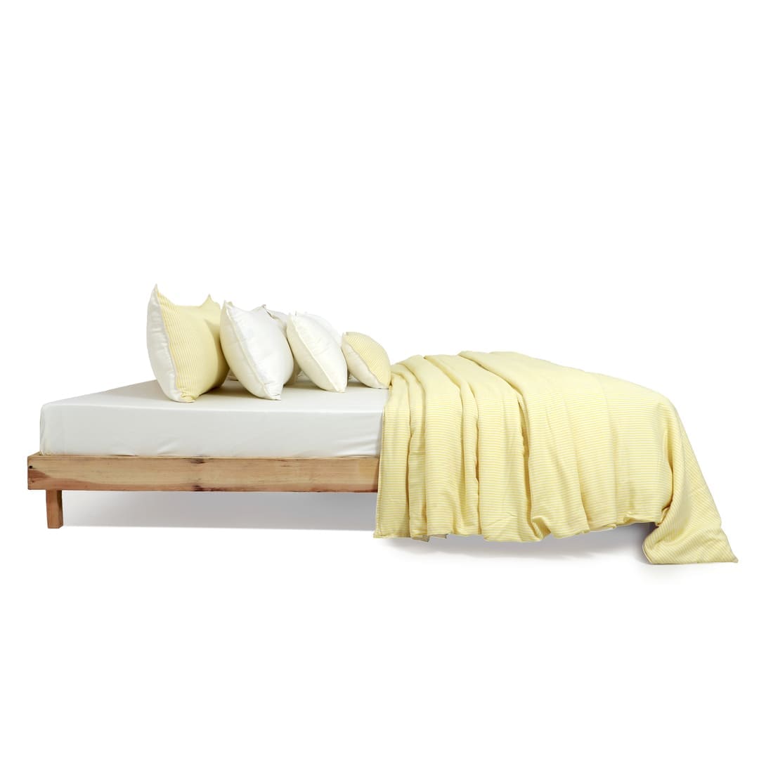 Linen Blend AC Comforter With 2 Pillow Cases and 1 Breakfast Pillow - Limone