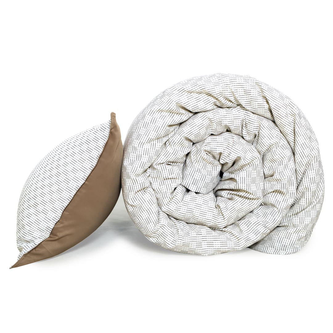 Zarf California King Size Reversible Quilt  With 2 pillowcases and 1 Breakfast Cushion cover (Limited edition) - Latte