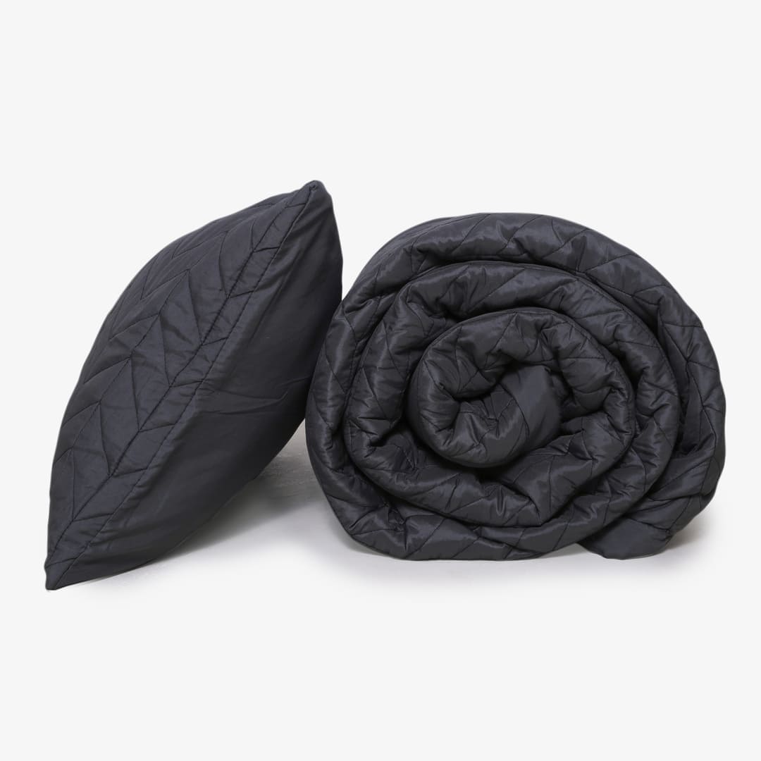 Zarf California King Size AC Comforters With 2 Pillow Cases & 2 Cushion Covers - Dark Grey
