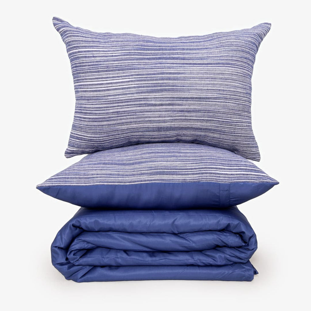 ZARF Italian Staple Weave Comforter With 2 Designer Pillow Cases 1 Breakfast Cushion Cover - Oceane